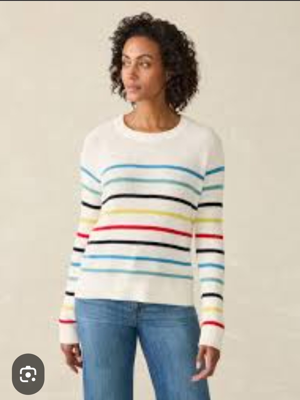 Faherty Throwback Womens Crew Sweater in Maribel Stripe In XS